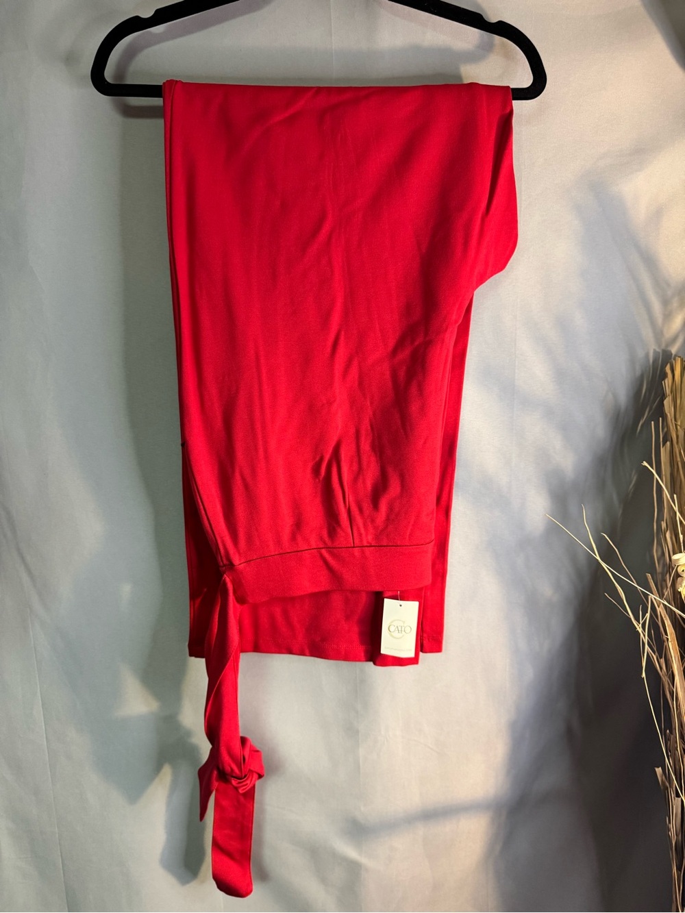 Cato Bright Red Straight-Leg Pants with Tie